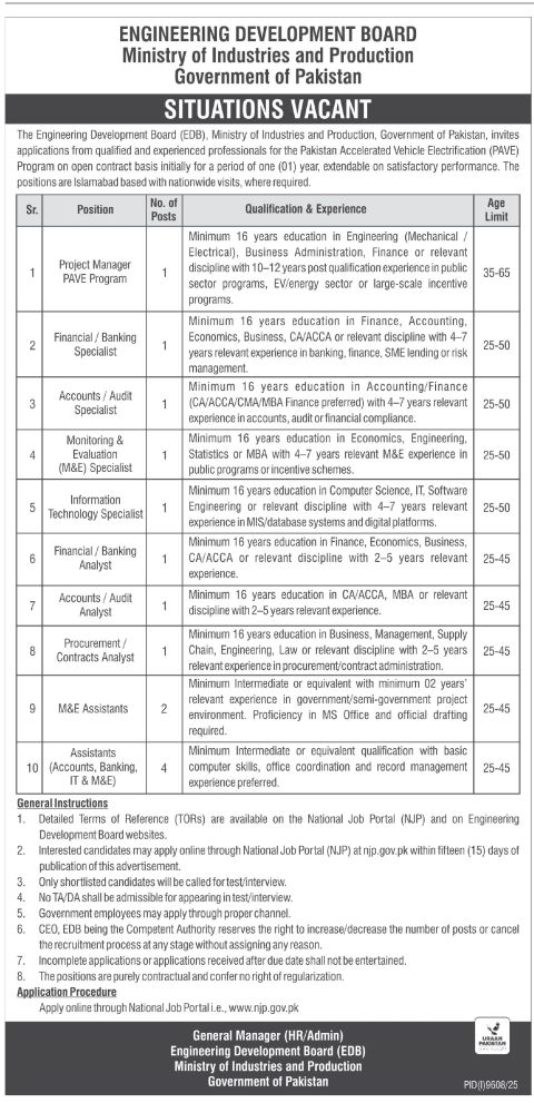 EDB - Ministry of Industries Jobs 2026