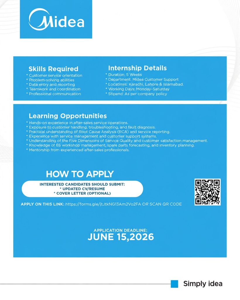 Midea Pakistan Paid Internship Program 2026