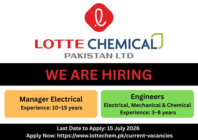 LOTTE Chemical Pakistan -Multiple Engineering Jobs 2026