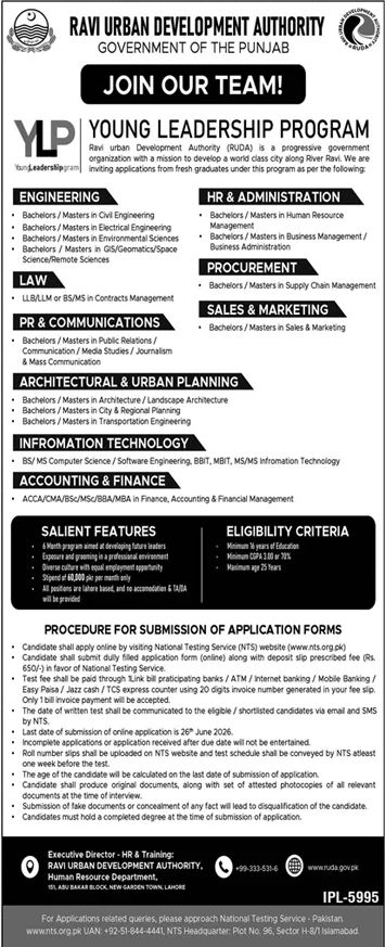 Ravi Urban Development Authority Jobs 2026