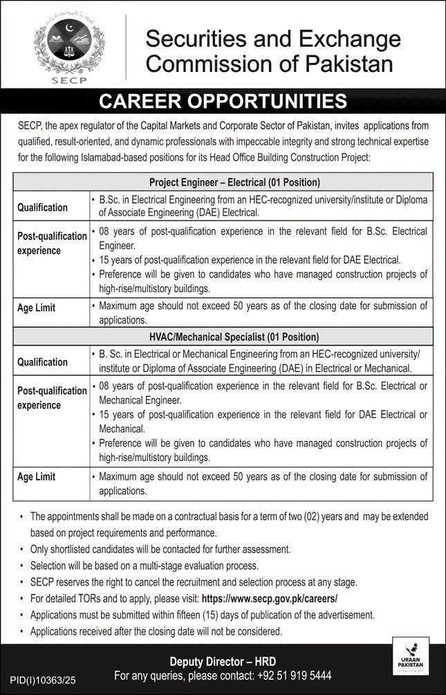 Securities and Exchange Commission of Pakistan (SECP) Jobs 2026