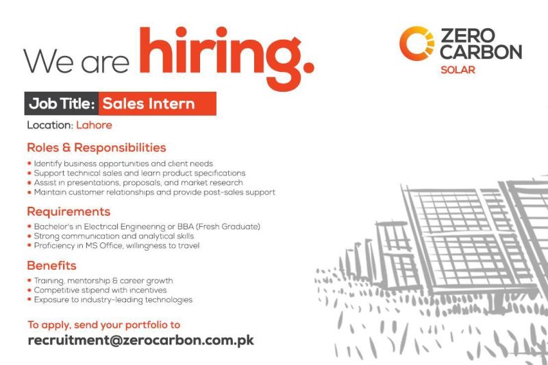 Zero Carbon internship program 2026 in Lahore